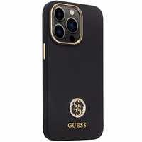 Guess GUHCP13LM4DGPK ümbris jaoks iPhone 13 Pro / 13 - must Silicone Logo Strass 4G