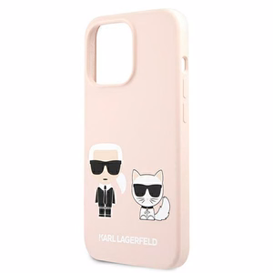 Karl Lagerfeldi silikoonist Ikonik Karl&Choupette MagSafe ümbris iPhone 13 Pro Max'ile - heleroosa