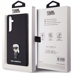 Karl Lagerfeld Fixed Glitter Ikonik Logo Metal Pin ümbris jaoks Samsung Galaxy A55 - must