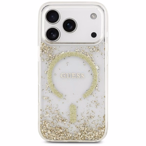 GUESS ümbris jaoks IPHONE 17 Pro compatible with MagSafe GUHMP17LRGRGED (Resin Bottom Glitter) kuldne