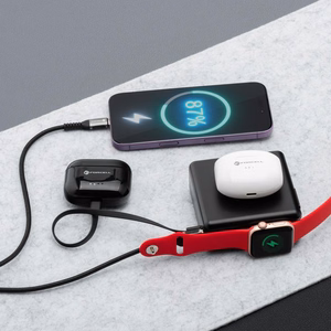 Multifunction laadija Forcell F-Energy 6in1 USB A + USB C PD 45W + akupank 15000 mAh + juhtmevaba charging 15W must