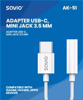 USB Type 3.1 C (M) – Jack 3.5mm (F) Audio adapter valge SAVIO AK-51