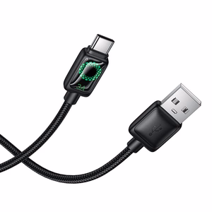 Cable with LCD USB A to USB C Hoco 3A 1,2 m U146 black