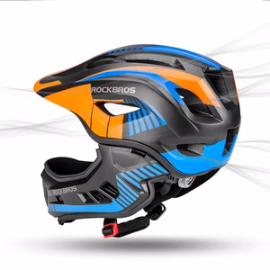Rockbros TT-32SOBL-M laste jalgrattakiiver eemaldatava lõuakaitsmega, suurus M - must ja oranž