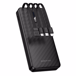 Borofone Power Bank 10000mAh BJ84 Smooth - USB - with USB, Type C, Lightning and Micro USB cables black
