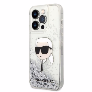 Karl Lagerfeld Glitter Karl's Head ümbris jaoks iPhone 14 Pro Max - hõbedane