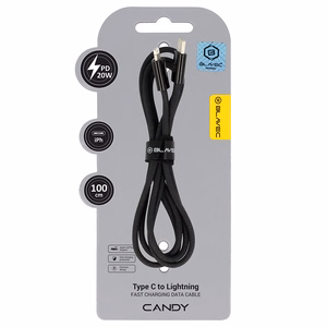 Blavec Cable Candy плетёный - Type C to Lightning - PD 20W 2,4A 1 метр Apple CarPlay (CCA-CL24B10) черный