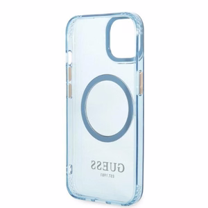 Guess Gold Outline Translucent MagSafe чехол для iPhone 13 - синий