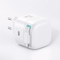 USAMS Võrgulaadija 1xUSB-C USB-C kerikaabliga PD+QC 35W Gan Fast Charging must XMF Series CC202TC01 (US-CC202)