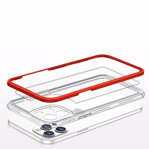 Läbipaistev 3in1 ümbris iPhone 12 Pro Max raamkate geel punane