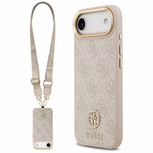 Original Ümbris GUESS 4G Strass Logo & Big Strap Metal Buttons MagSafe jaoks Iphone 17 Air roosa