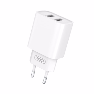 XO seinalaadija CE02C 2x USB 2,1A, valge + microUSB-kaabel