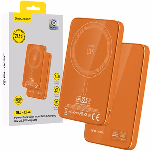 Blavec akupank 5000mAh BJ-04 ülieõhuke 7,8mm - Type C - 22,5W magnetiline Magsafe 3 in 1 (PBBJ04-MC5O) oranž klaas