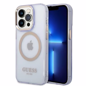 Guess GUHMP14LHTCMU iPhone 14 Pro 6.1" lilla/lilla hard ümbris kuldne Outline Translucent MagSafe