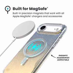 Speck Presidio Lux Glitter MagSafe ümbris seadmele iPhone Air, Clear / Hyper Mirror Glitter värvitoonis