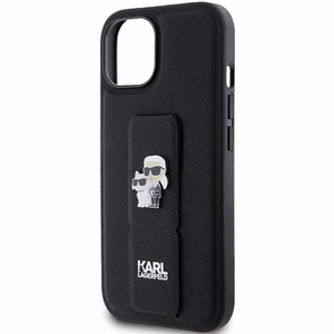 Karl Lagerfeld Gripstand Saffiano Karl&Choupette Pins ümbris jaoks iPhone 15 - must