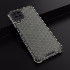 Honeycomb Case soomuskaitse TPU kaitsekattega Samsung Galaxy A22 4G mustale küljele