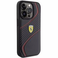 Ferrari Twist Metal Logo ümbris jaoks iPhone 15 Pro - must