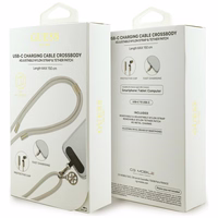 Guess CBDY 4G Charm USB-C / USB-C Kaabel 150cm - Beige