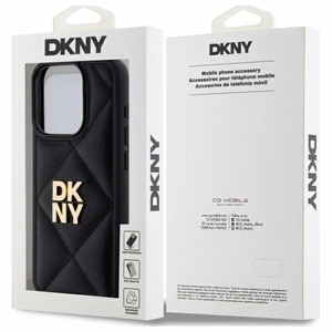 DKNY Quilted Stack Logo iPhone 15 Pro Ümbris - Must