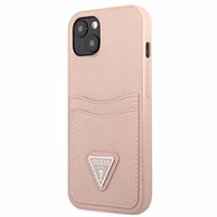 Guess GUHCP13SPSATPP iPhone 13 mini 5,4 "roosa / roosa hardcase SaffianoTriangle Logo Cardslot