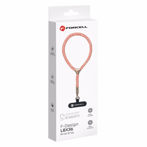 FORCELL F-DESIGN L8X36 wrist phone lanyard with adjustable length (max 18cm in the loop) roosa valge