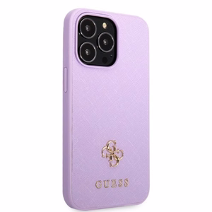 Guess GUHCP13LPS4MU iPhone 13 Pro / 13 6.1" фиолетовый/фиолетовый жёсткий чехол Saffiano 4G Small с металлическим логотипом