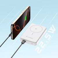 Powerbank Wozinsky WLWP-10KA0Y3WS 22.5W PD Qi2 10000 mAh, statiiviga, 1x USB-A, 1x USB-C - valge