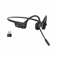 SHOKZ OpenComm2 UC 2025 Upgrade Wireless Bluetooth Bone Conduction Videoconferencing Headset with USB-C Charging Port and USB-C adapter | 16 Hr Talk Time, 29m Wireless Range, 1 Hr Charge Time | Includes Noise Cancelling Boom Mic and Dongle, must