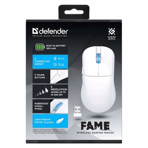 Juhtmevaba hiir DEFENDER FAME GM-516 RF+BT 10000DPI 6P valge