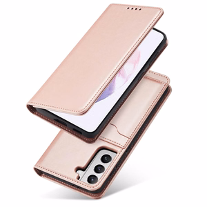 Magnetkaardi ümbris Samsung Galaxy S22 + (S22 Plus) Kott rahakott kaardihoidja roosa