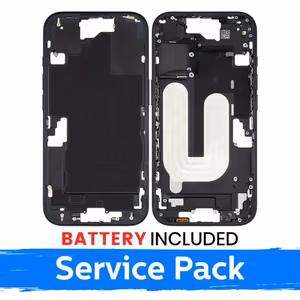 Mid-Frame Housing Apple iPhone 16 Back Housing + Battery / Black / (Service Pack)