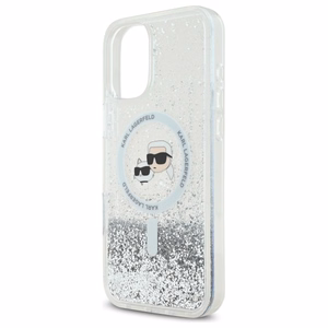 Karl Lagerfeld Liquid Glitter Karl&Choupette Head Magsafe iPhone 16 Ümbris - Clear