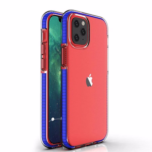 Spring Case selge TPU geelist kaitsekate värvilise raamiga iPhone 13 mini jaoks tumesinine