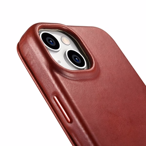 Чехол iCarer CE Oil Wax Premium Leather Folio для iPhone 14 Plus магнитный с откидной крышкой MagSafe красный