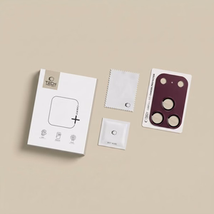 Tech-Protect Camfull Fit+ karastatud klaasist kaamerakaitse iPhone 18 Pro jaoks, bordoopunane