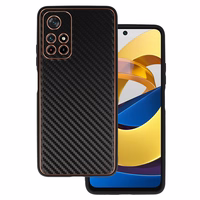 TEL PROTECT Leather Carbon Ümbris jaoks Xiaomi Redmi Note 11 5G/Note 11S 5G/Poco M4 Pro 5G Must