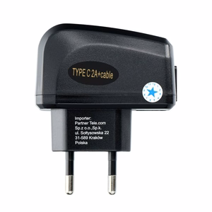 Charger Blue Star Lite 10W USB-A + USB-A to USB-C cable black