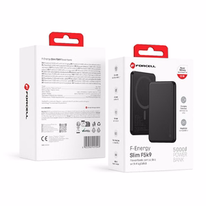 Forcell F-Energy Slim F5K9 akupank, MagSafe'iga ühilduv, 5000 mAh, 15 W, QC 4.0, PD 3.0, must