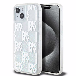 DKNY Liquid Glitter Multilogo ümbris jaoks iPhone 15 / 14 / 13 - valge
