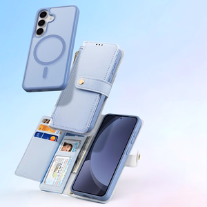 Dux Ducis Lawa Leather Ümbris jaoks Samsung Galaxy S25+ with Detachable Magnetic Wallet - sinine