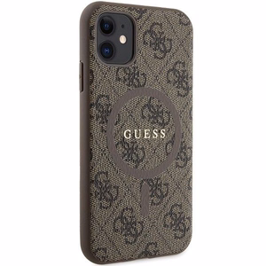 Guess GUHMN61G4GFRW iPhone 11 6.1" / Xr pruun/pruun kõva nahast ümbris 4G Collection metallist logoga MagSafe