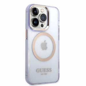 Guess kuldne Outline Translucent MagSafe Ümbris jaoks iPhone 14 Pro Max 6.7" - lilla