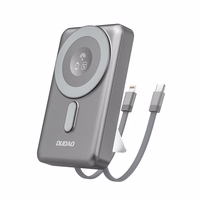 Dudao K29 10000mAh PD 20W MagSafe Power Bank koos metallist korpuse, statiivi ja sisseehitatud USB-C/ Lightning kaablitega - hall
