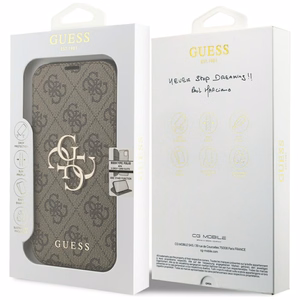 Guess Book 4G Metal Logo klappümbris iPhone 18 Pro / 17 Pro jaoks, pruun