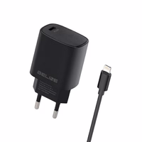 Beline Võrgulaadija 1x USB-C 20W + Lightning kaabel must PD 3.0 BLNCB20L