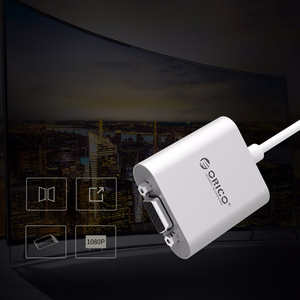 Orico PTAV adapter USB-C–VGA ja 3,5 mm, Full HD, 0,15 m – hõbedane