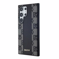 DKNY Leather Checkered Mono Pattern MagSafe Ümbris jaoks Samsung Galaxy S24 Ultra - Must