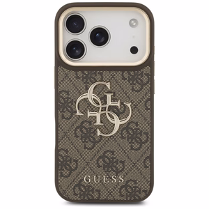 Guess 4G Big 4G Classic Logo Big Strap Metal Buttons чехол iPhone 17 Pro коричневый
