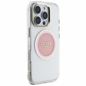 Guess IML Metal Colored Circle Classic Logo MagSafe ümbris jaoks iPhone 16 Pro Max - roosa